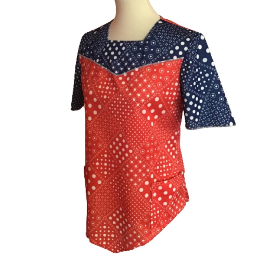 Vintage 70s red white n blue bandana top